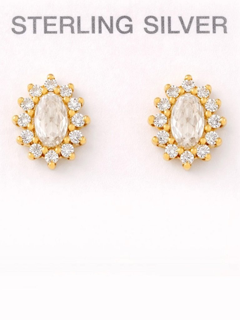 Created 1.40 Cts White Sapphire Stud Earrings 14k Yellow Gold Plated (.925)